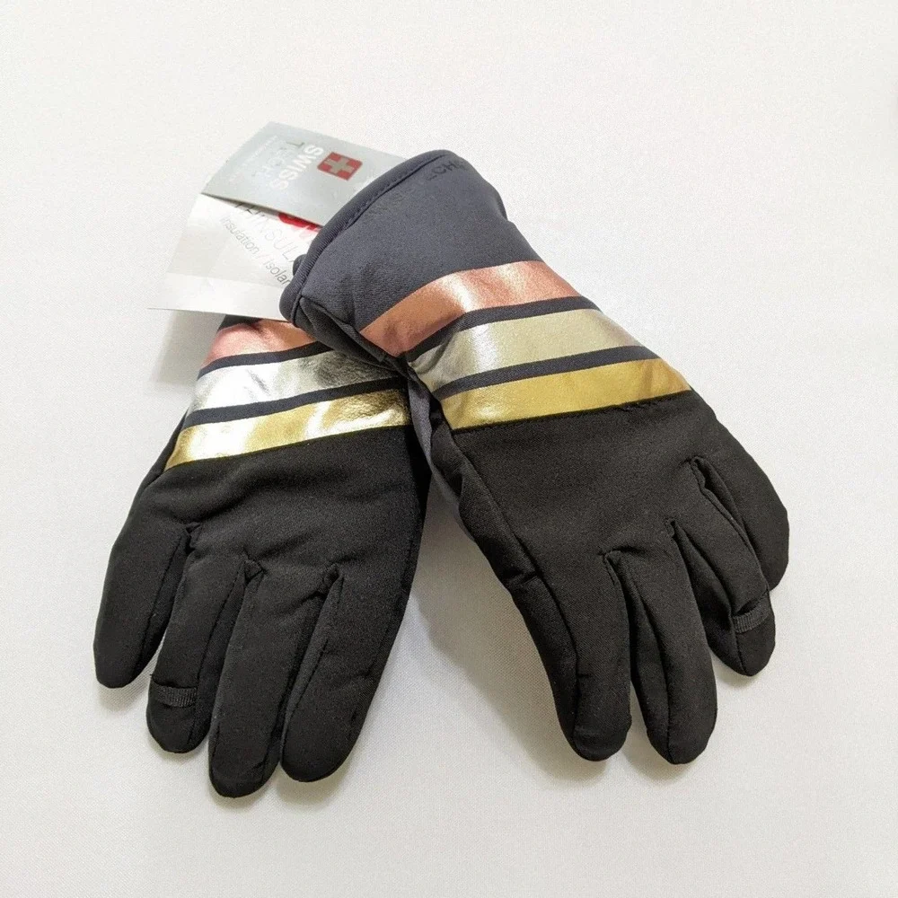 Sz S M small medium new Swiss Tech Foil Girls ski Gloves Waterproof